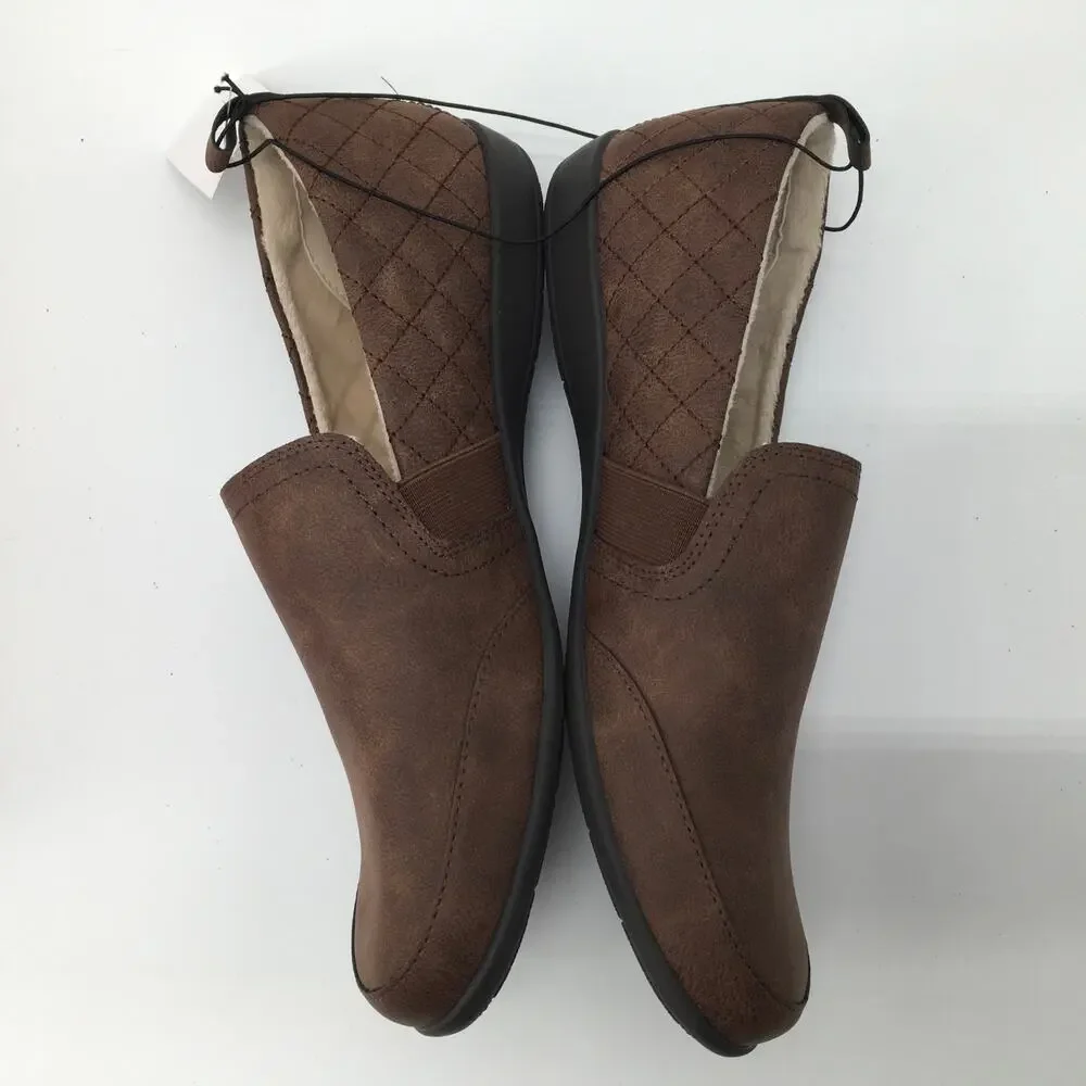 NEW IN BOX J/Sport Lisa Loafers Brown Quilted Comfort Womens 11 Slip On Shoe